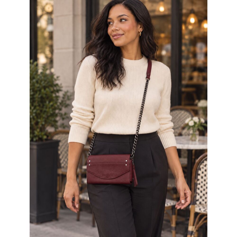 Aimee Kestenberg Deep Red Leather Crossbody Purse